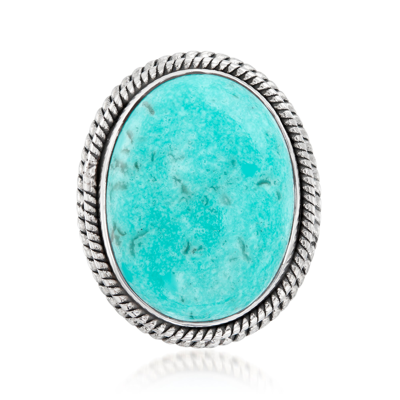 Ross-simons Stabilized Turquoise Double-frame Ring In Sterling Silver In Blue