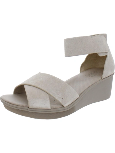 Naturalizer Riviera Womens Cushioned Footbed Ankle Strap Wedge Sandals In White