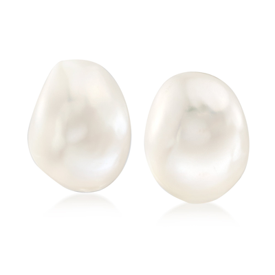 Ross-simons 16x13mm Cultured Baroque Pearl Earrings In 14kt Yellow Gold In White
