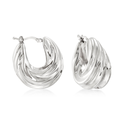 Ross-simons Italian Sterling Silver Pleated Twist Hoop Earrings