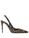 Dolce & Gabbana Water Diamond Decorated With Satin Exposed Heels In Braun