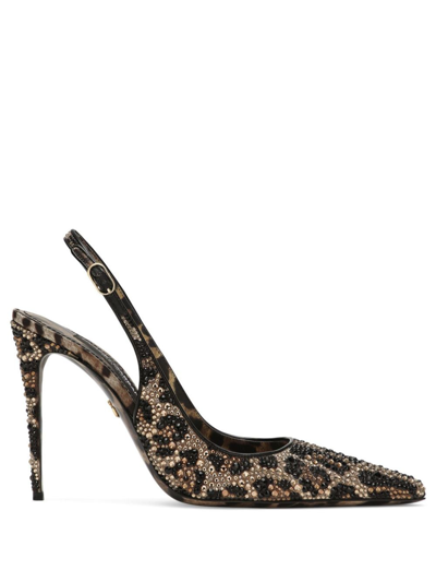 Dolce & Gabbana 105mm Leopard-print Leather Pumps In Braun