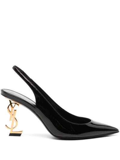 Saint Laurent Opyum Patent Leather Slingback Pumps In Black