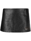Prada Low-rise Leather Miniskirt In Schwarz