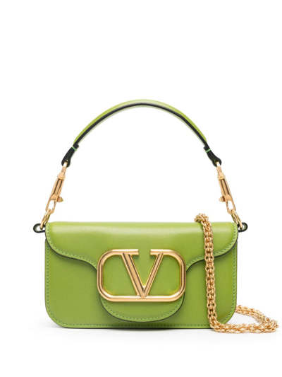 Valentino Garavani Medium Leather Locò Shoulder Bag In Green