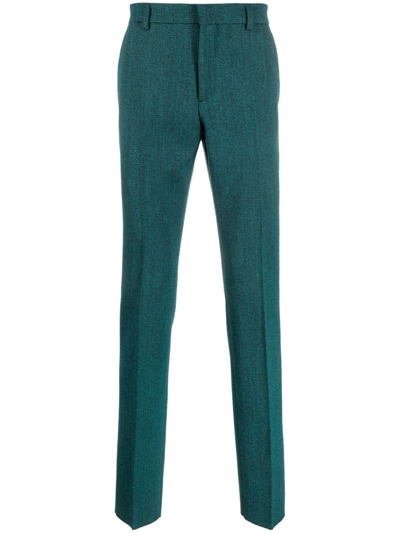 Versace Wool-blend Tailored Trousers In Green