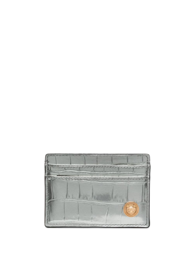 Versace Medusa Crocodile-effect Cardholder In Silber