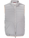 Brunello Cucinelli Men's Quilted Down Zip-front Vest In Cuj72 Peal Grey
