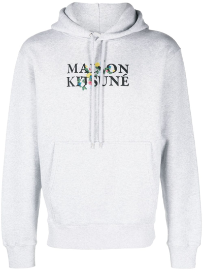 Maison Kitsuné Cotton Sweatshirt With Logo And Embroidery In Grey