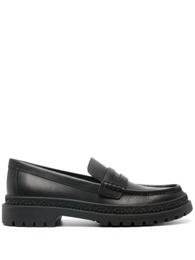 Coach Penny-slot Leather Loafers In Black