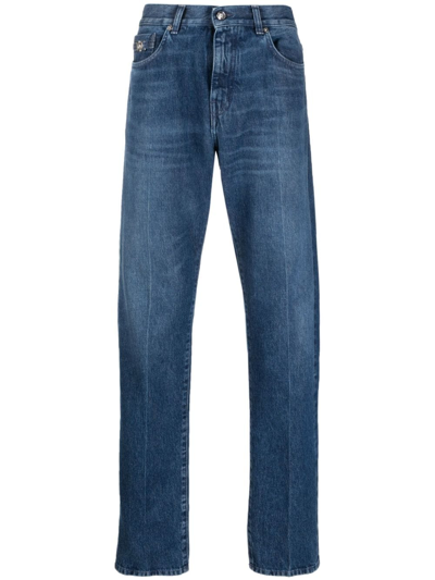 Versace Straight-leg Mid-rise Jeans In Blau