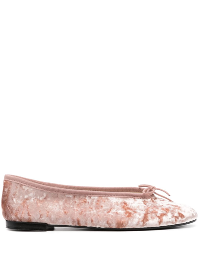 Repetto Crushed Velvet Ballerina Shoes In Rosa