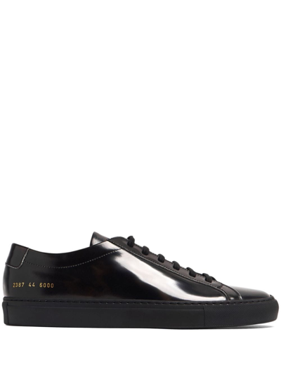 Common Projects Stamped-detail Patent-leather Sneakers In Black