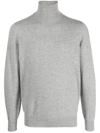 Brunello Cucinelli Textured Knit Turtleneck Sweater With Ribbed Finish In Grau