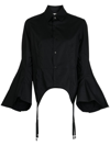 Noir Kei Ninomiya Braces-detail Long-sleeve Shirt In Schwarz
