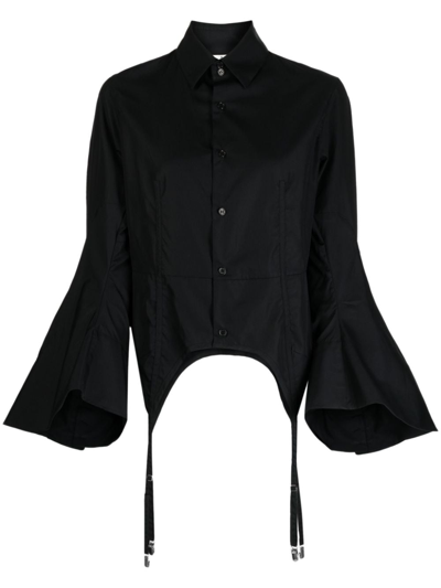 Noir Kei Ninomiya Braces-detail Long-sleeve Shirt In Black