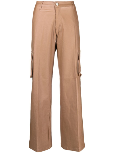 Federica Tosi Faux-leather Straight-leg Trousers In Braun