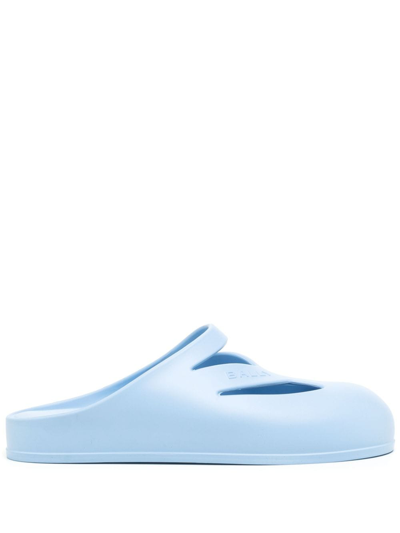 Bally Logo-embossed Cut-out Slippers In Blau