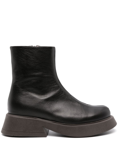 Alysi Leather Ankle Boots In Schwarz