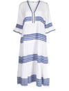 Lemlem Yani Long Flutter Dress In Weiss