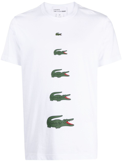 Comme Des Garçons Shirt X Lacoste Logo-print T-shirt In White