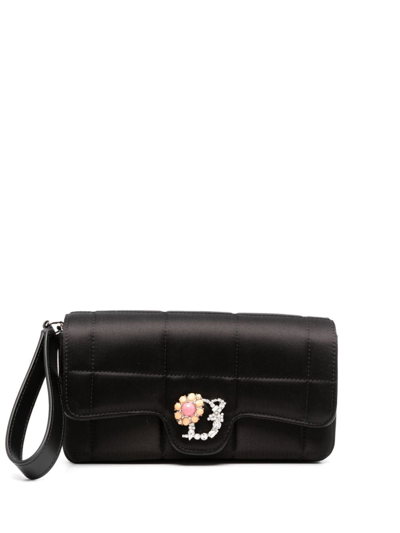 Dsquared2 D2 Statement Quilted Clutch Bag In Black