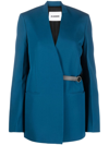 Jil Sander Tailored Belted Single-breasted Blazer In Blau