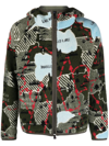 Moncler Graphic-print Zip-up Hooded Jacket In Grün