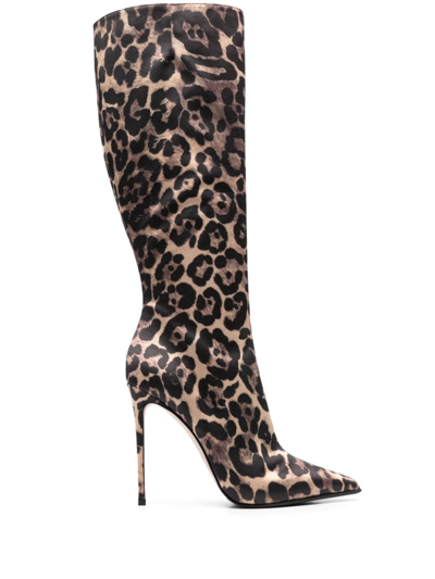 Le Silla Eva 120mm Leopard-print Boots In Braun