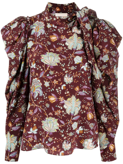 ULLA JOHNSON FLORAL-PATTERN SILK BLOUSE