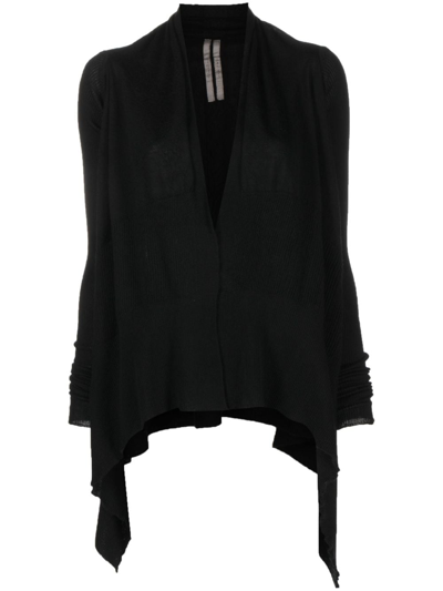 Rick Owens Draped-hem Knitted Cardigan In 09 Black