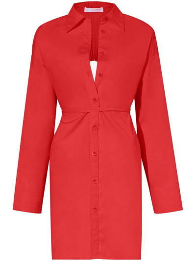 Proenza Schouler White Label Cut-out Button-down Shirt Dress In Rot