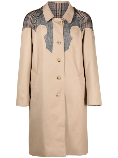 Maison Margiela Pendleton Reversible Trench Coat In Neutrals