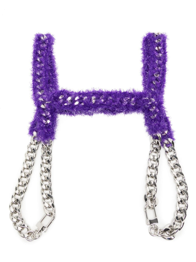 Noir Kei Ninomiya Curb-chain Appliqué-detail Harness Top In Purple