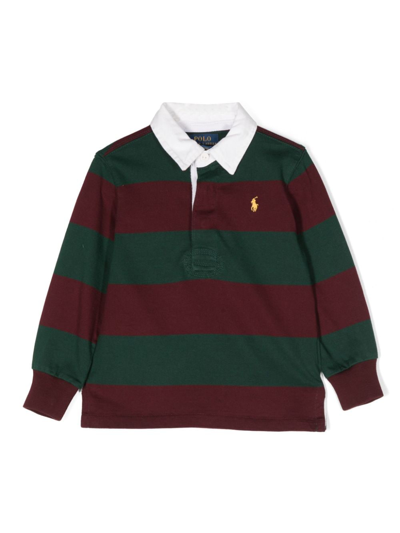 Ralph Lauren Logo-embroidered Striped Polo Shirt In Rot