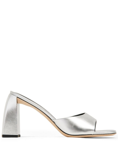 BY FAR MICHELE 100MM METALLIC LEATHER MULES