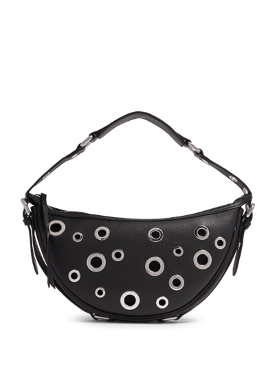 By Far Eyelet-embellished Leather Mini Bag In Black