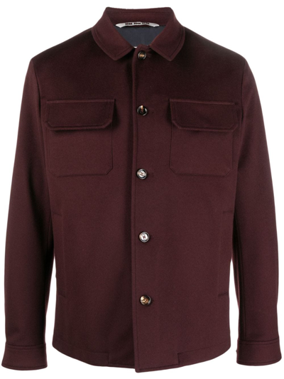 Kired Button-up Wool Shirt Jacket In Rot