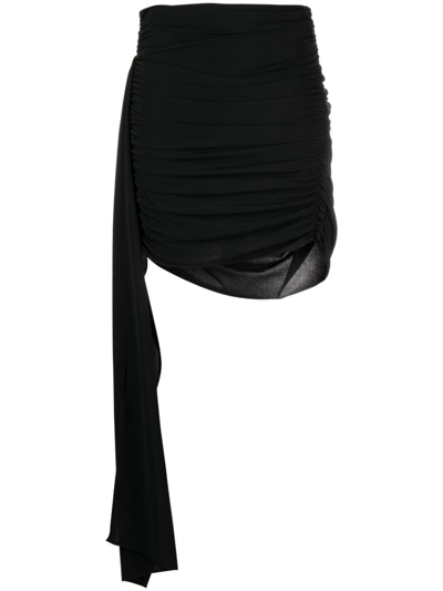 Helmut Lang Draped Crepe Mini Skirt In Black