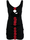 Magda Butrym Contrast Bandage Flower Dress In Schwarz