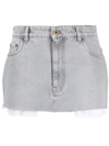 MIU MIU RAW-CUT HEM DENIM MINISKIRT