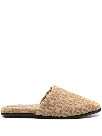 Gcds Logo-embossed Monogram Slippers In Braun