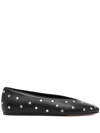 Le Monde Beryl Luna Stud-embellished Leather Ballerina Shoes In Schwarz