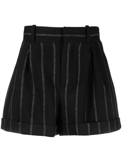 The Mannei Kudebi Pinstripe Wool Shorts In Black