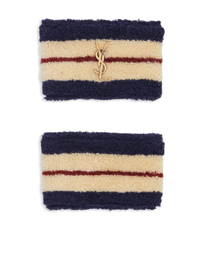 SAINT LAURENT STRIPED TERRYCLOTH WRISTBAND (PACK OF TWO)