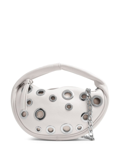 By Far Eyelet-embellished Leather Mini Bag In Weiss