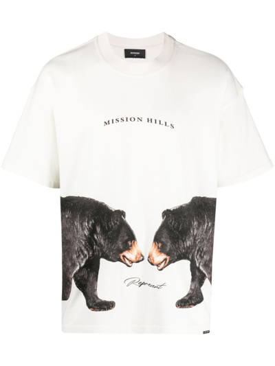 Represent Bear-print Cotton T-shirt In Weiss
