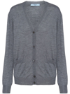 Prada Wool And Cashmere Cardigan In Grey