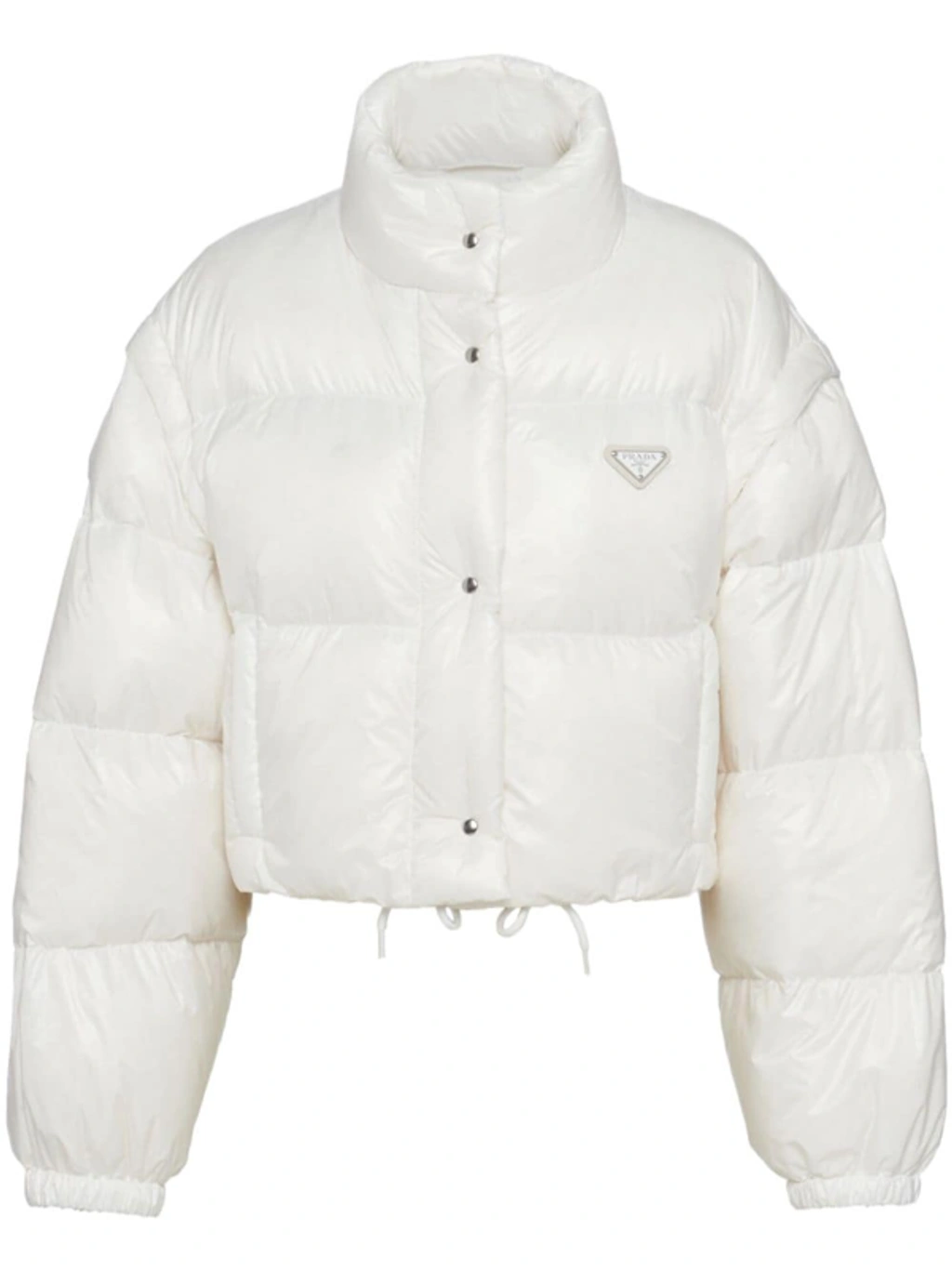 Prada Re-nylon Cropped Convertible Down Jacket In White | ModeSens