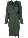 Lemaire Asymmetric Cotton Midi Dress In Green